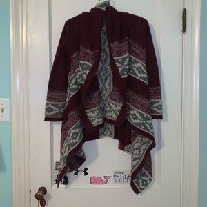 Maroon waterfall cardigan